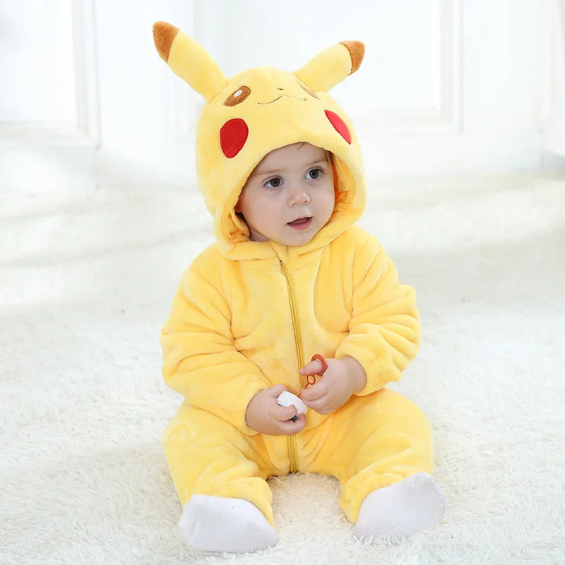 Miniso Pikachu Baby Overall Niedlicher Snorlax Strampler Kleinkind Säugling Neugeborenen Body Kinder Cosplay Winter Kapuzen Outfits