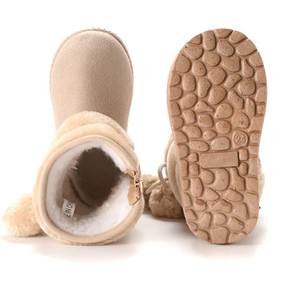 Mädchen Winter Schneestiefel mit Warmfutter & Bommel - 2-8 Jahre