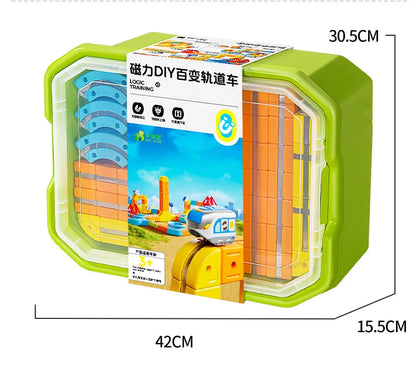 Heißer Verkauf Magnetische Auto Stem Racing Auto Railtrack Set Montessori Motorisierte Zug & Schwerkraft Labyrinth Spielzeug Pädagogisches Geschenk Für Kinder