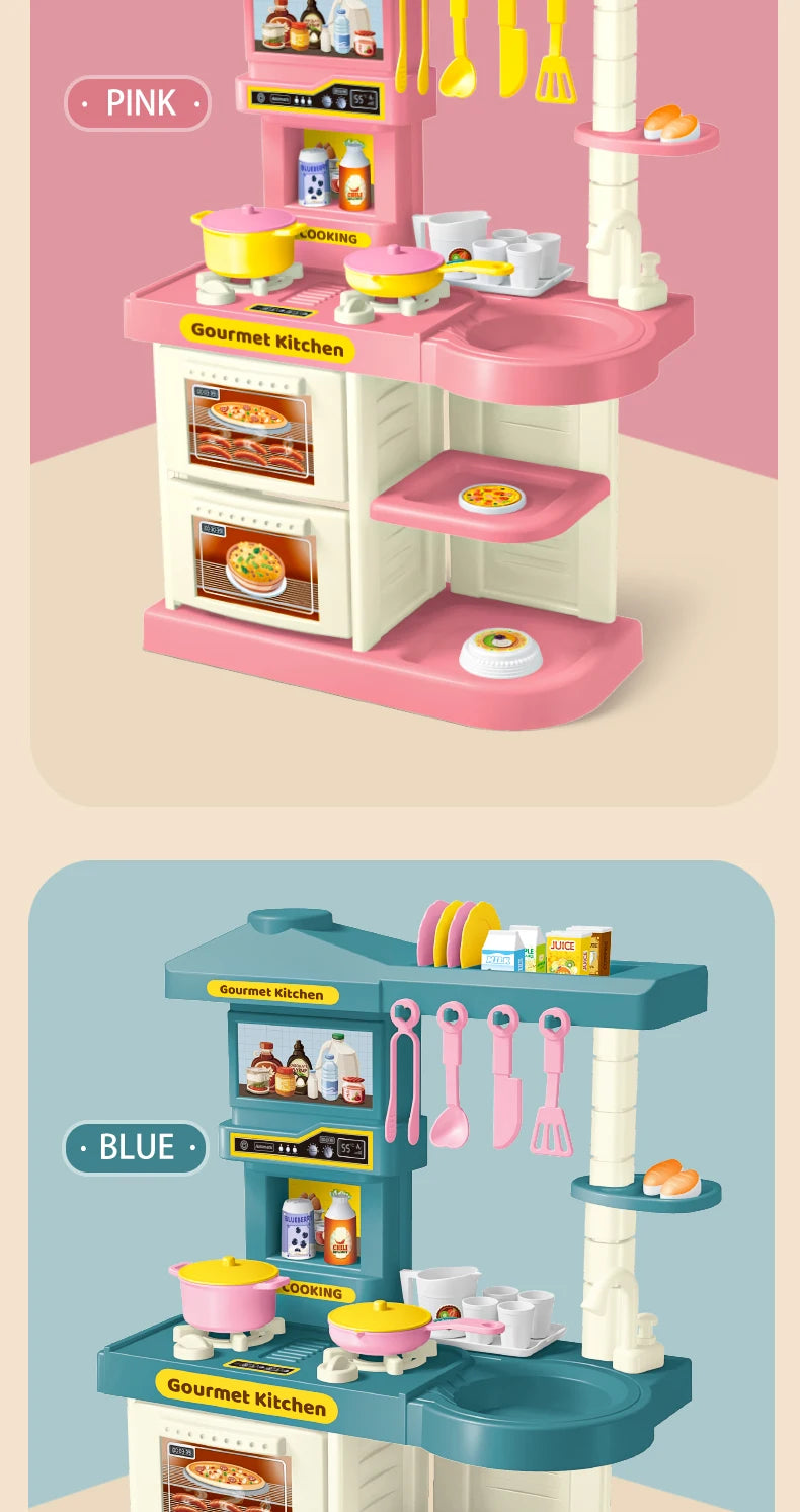Play Kitchen Accessories, Kitchen Playset Toys for Kids Foods Pots Pans Milk Bread Fork for 3+ Boys and Girls
