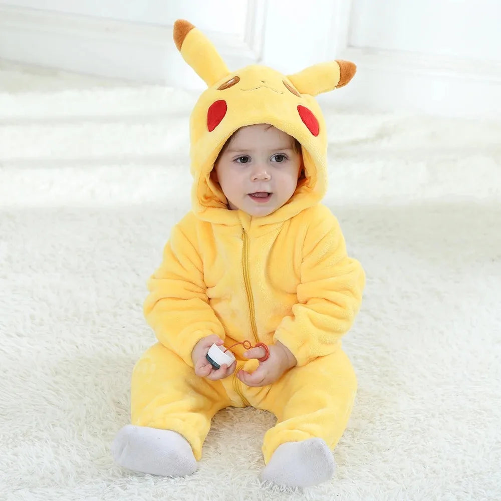 Miniso Pikachu Baby Overall Niedlicher Snorlax Strampler Kleinkind Säugling Neugeborenen Body Kinder Cosplay Winter Kapuzen Outfits