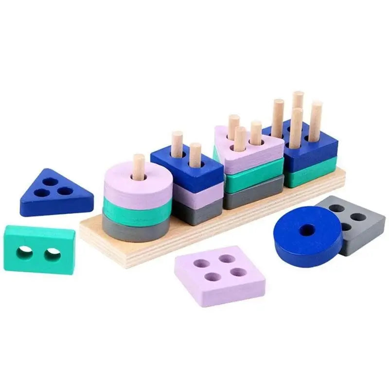 Montessori Holz Lernspielzeug - Formen & Farben Steckspiel - Pädagogisches Motorikspiel für Kinder