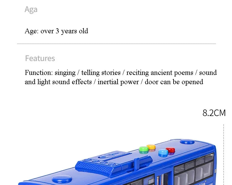 Hohe Qualität Simulation Bus Große Größe Drop-beständig Licht Musik Trägheit Bus Modell Zurückziehen Auto Pädagogisches Spielzeug Geschenke