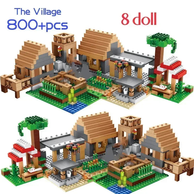 The Cave Village Mine Farm TreeHouse Deep Dark Battle Constructions Bausteinmodell Spielzeug DIY für Kinder Weihnachtsgeschenk