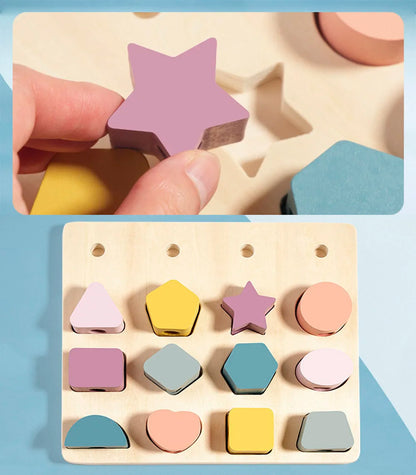 Montessori Holz-Steckpuzzle - Formen & Farben für Kinder