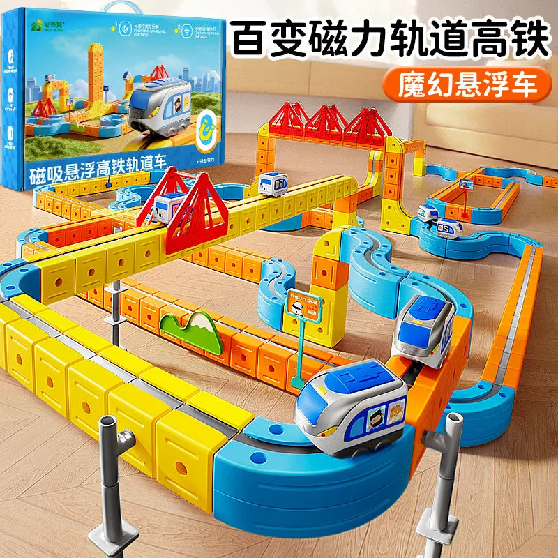 Heißer Verkauf Magnetische Auto Stem Racing Auto Railtrack Set Montessori Motorisierte Zug & Schwerkraft Labyrinth Spielzeug Pädagogisches Geschenk Für Kinder