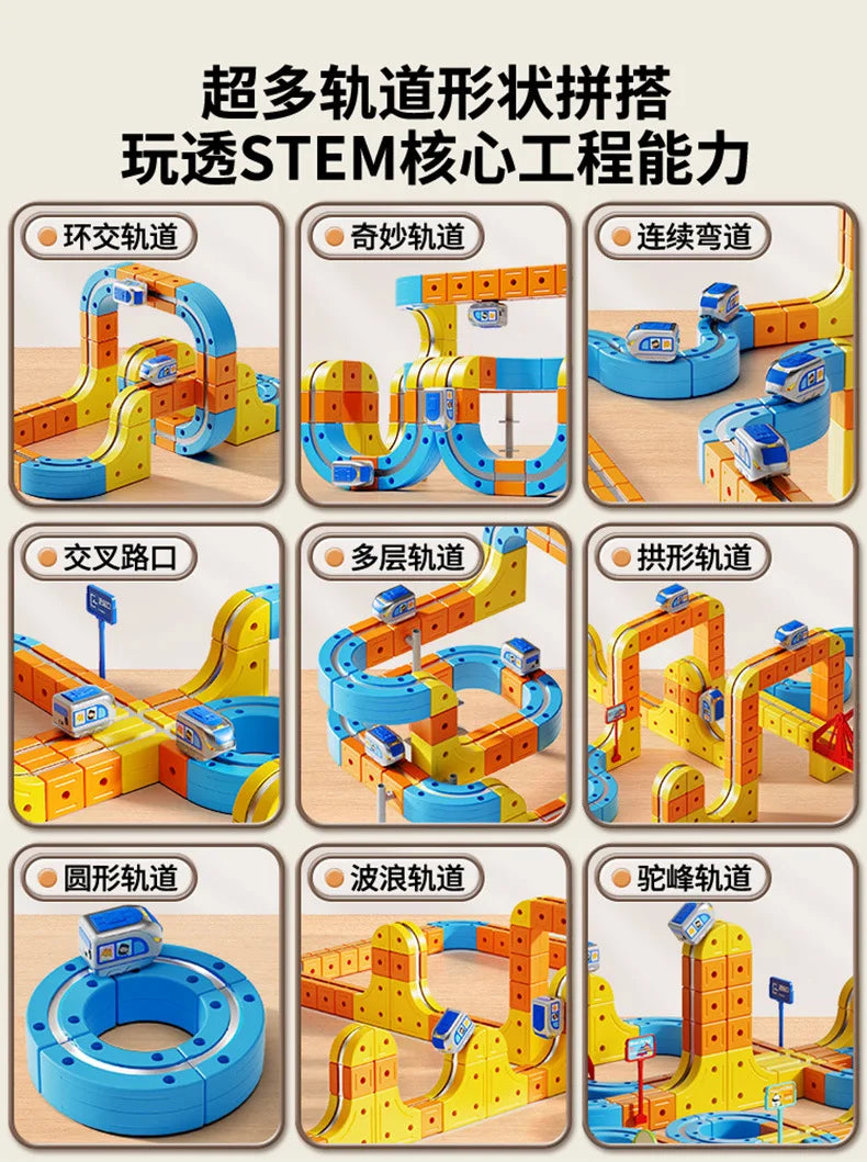 Heißer Verkauf Magnetische Auto Stem Racing Auto Railtrack Set Montessori Motorisierte Zug & Schwerkraft Labyrinth Spielzeug Pädagogisches Geschenk Für Kinder