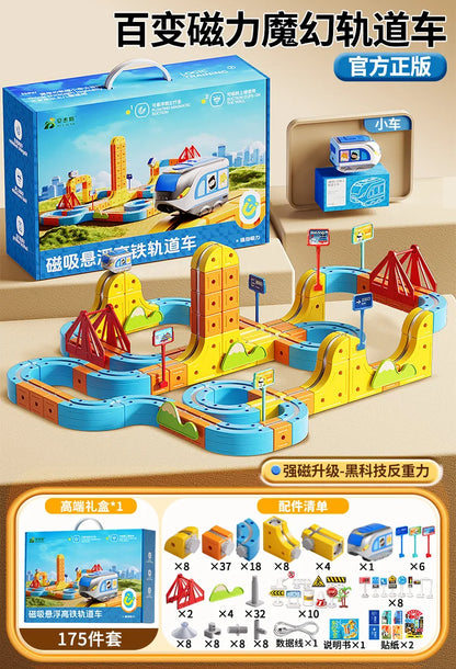 Heißer Verkauf Magnetische Auto Stem Racing Auto Railtrack Set Montessori Motorisierte Zug & Schwerkraft Labyrinth Spielzeug Pädagogisches Geschenk Für Kinder