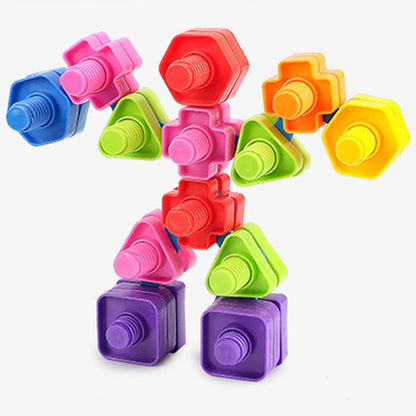 Schraub- & Steckspiel Lernspielzeug – Bunte Formen & Farben