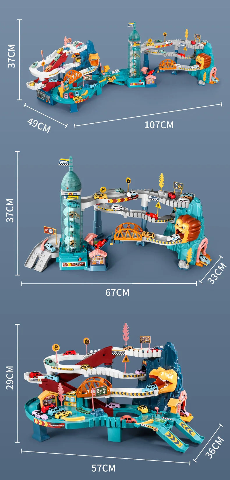 KBDFA Lion Theme Car Track für Kinder, Druckguss, Urlaubsgeschenke, Geburtstag, Hot Wheels, pädagogisches Rennspielzeug für Kinder, Rennwagen