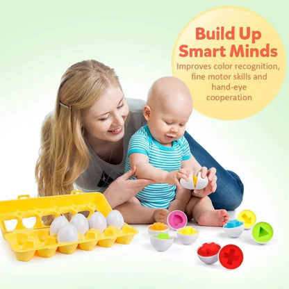 Eierpuzzle - Montessori Lernspielzeug - Formen- & Farben-Eier Set - 12 Teile