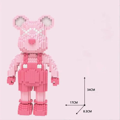 Bunter Bär mit Outfit -  Mini-Baustein Bausatz - Figurenset