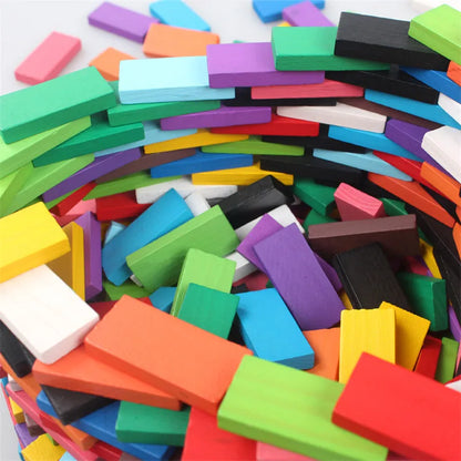 Holz Domino Spiel - Bunte Regenbogen-Steine für Kinder - Montessori Lernspielzeug