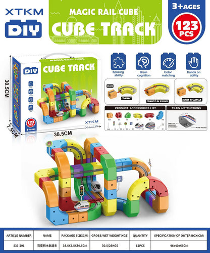 Elektrisches Magnetschienen-Set mit Anti-Schwerkraft-Fahrzeugen – 100+ Stück Vorbau-Bauspielzeug, kreative DIY-Eisenbahn für Kinder, Geschenkspielzeug