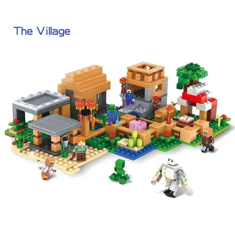 The Cave Village Mine Farm TreeHouse Deep Dark Battle Constructions Bausteinmodell Spielzeug DIY für Kinder Weihnachtsgeschenk