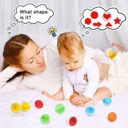 Eierpuzzle - Montessori Lernspielzeug - Formen- & Farben-Eier Set - 12 Teile
