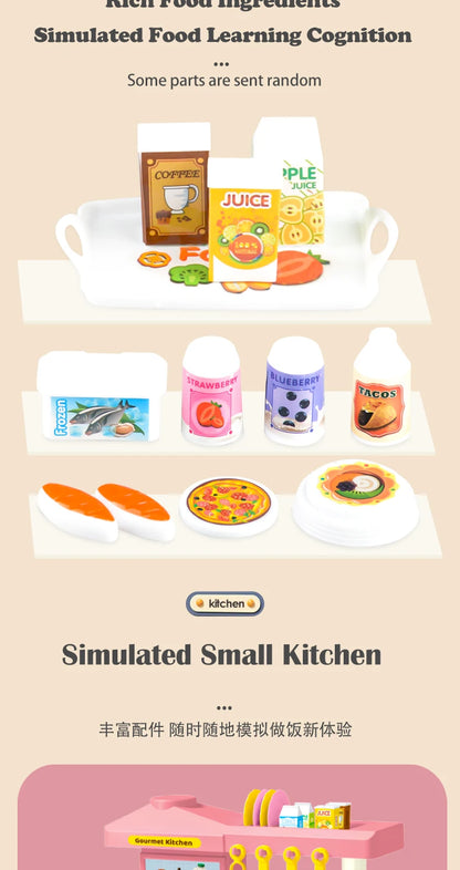 Play Kitchen Accessories, Kitchen Playset Toys for Kids Foods Pots Pans Milk Bread Fork for 3+ Boys and Girls