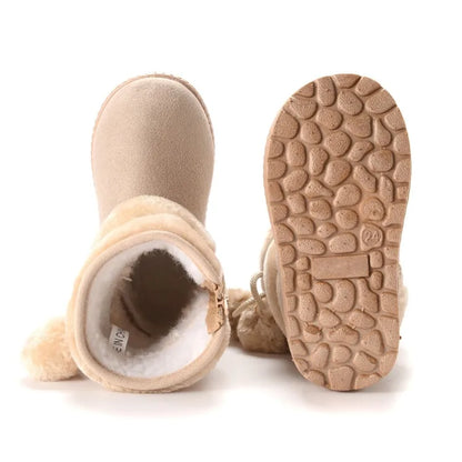 Mädchen Winter Schneestiefel mit Warmfutter & Bommel - 2-8 Jahre