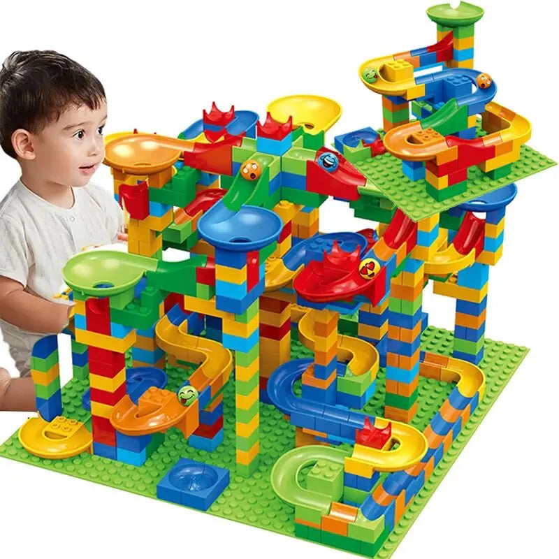 Marble Run - Kugelbahn Bausteine Set - 84 bis 504 Teile - Bunte Murmelbahn zum Bauen & Spielen