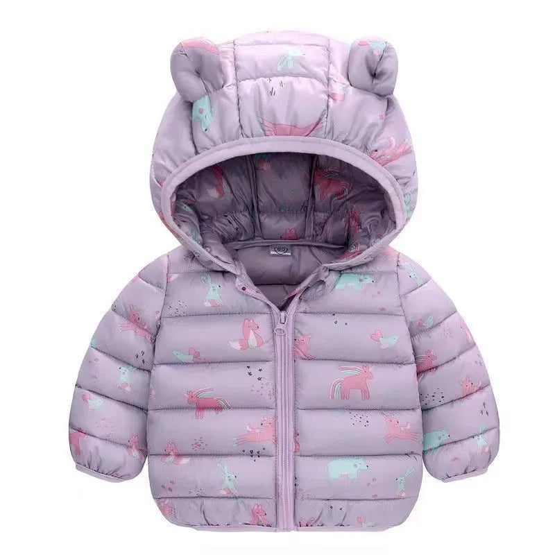 Winter Mädchen Jacke Futter Plus Samt Dicke Warm Halten Hülse Drucken Mit Kapuze Lange Stil Mäntel Für 4-6Y Kinder Baumwolle Schnee kleidung