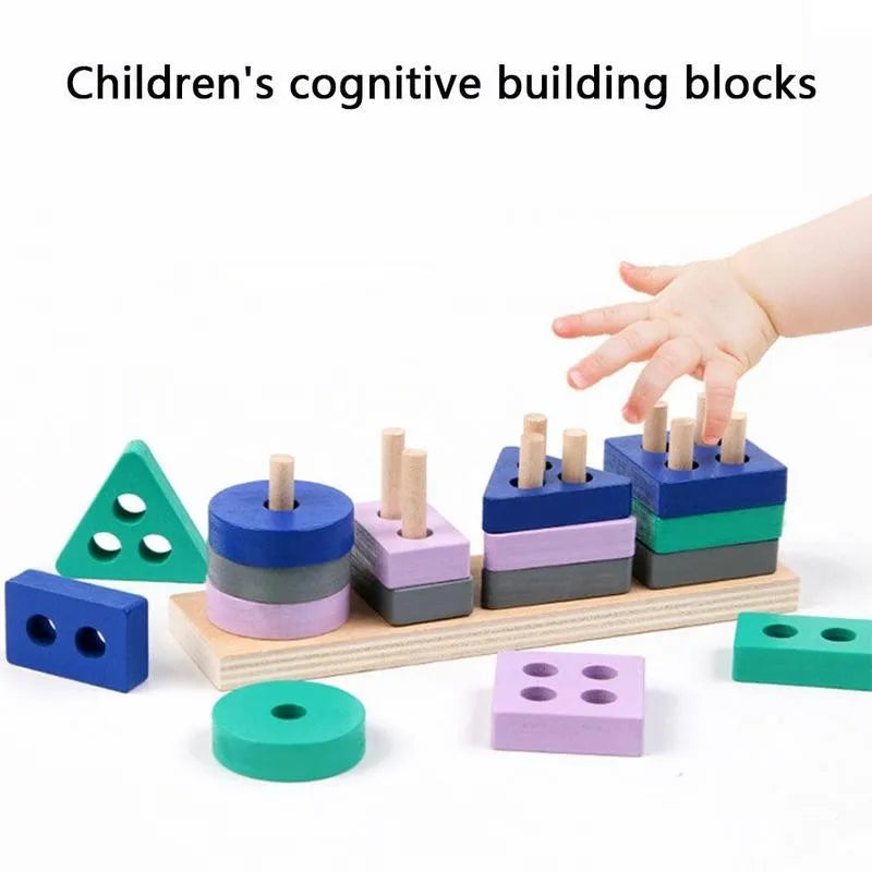 Montessori Holz Lernspielzeug - Formen & Farben Steckspiel - Pädagogisches Motorikspiel für Kinder