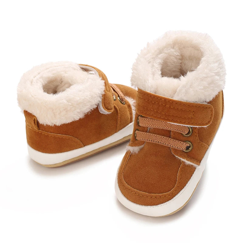 HAIZHIW Winter Baby Junge Mädchen High Tops Turnschuhe Gummi Anti-Rutsch-Sohle Fleece für Wärme Säugling Neugeborene Erste Gehen Krippe schuhe