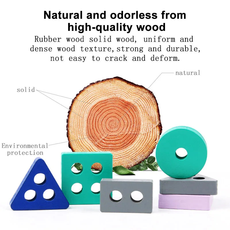 Montessori Holz Lernspielzeug - Formen & Farben Steckspiel - Pädagogisches Motorikspiel für Kinder