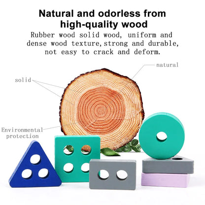 Montessori Holz Lernspielzeug - Formen & Farben Steckspiel - Pädagogisches Motorikspiel für Kinder