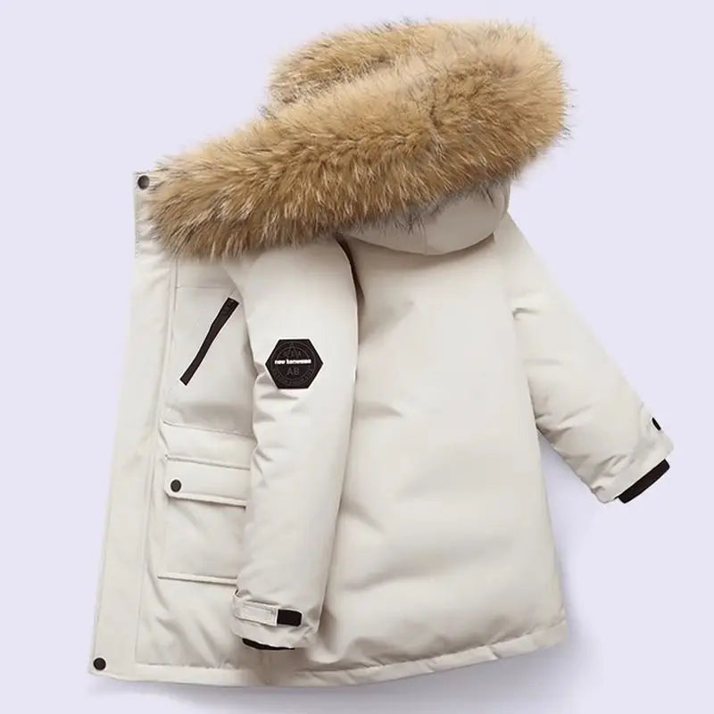 Kinder Winterjacke mit Kapuze & Fellkragen - Warm & Wasserabweisend - 5-12 Jahre