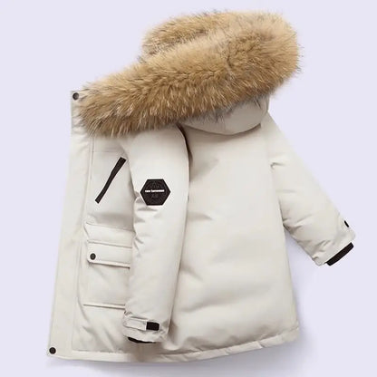 Kinder Winterjacke mit Kapuze & Fellkragen - Warm & Wasserabweisend - 5-12 Jahre