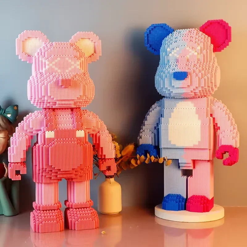 Bunter Bär mit Outfit -  Mini-Baustein Bausatz - Figurenset