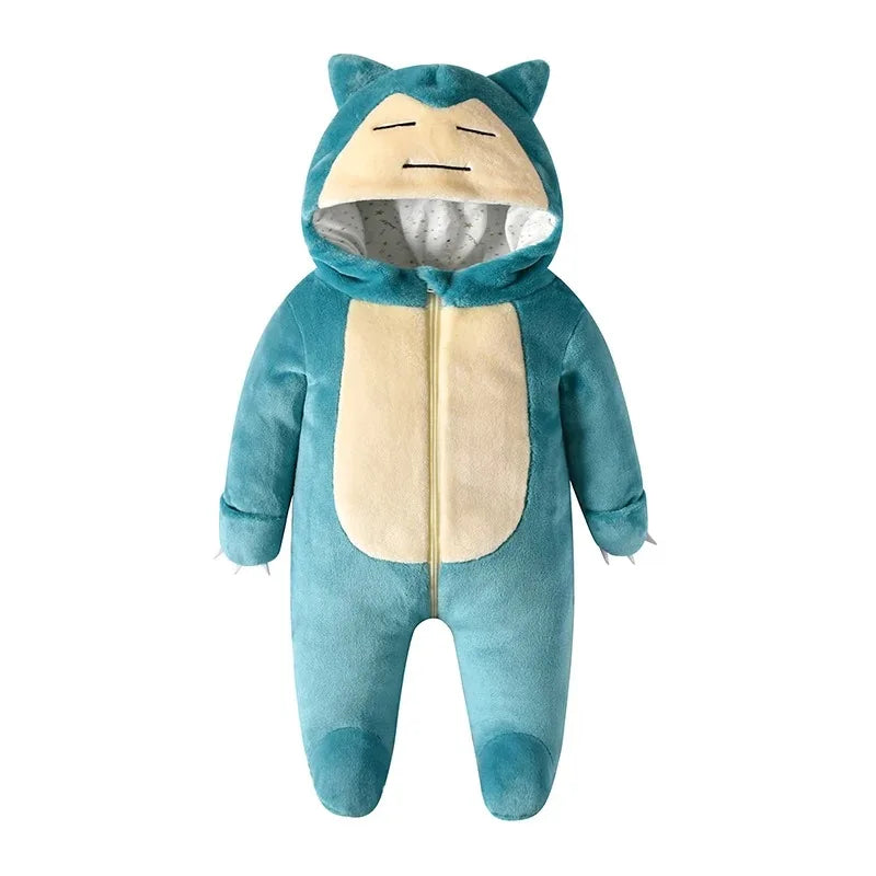 Miniso Pikachu Baby Overall Niedlicher Snorlax Strampler Kleinkind Säugling Neugeborenen Body Kinder Cosplay Winter Kapuzen Outfits