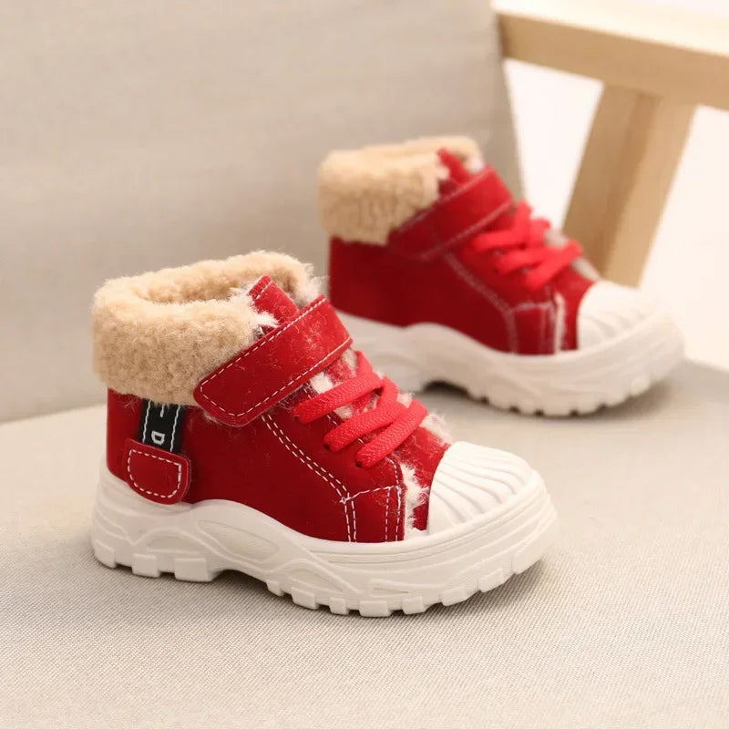 2021 kinder Warme Stiefel Winter Neue Jungen Plus Verdicken Samt Baumwolle Schuhe Mädchen Wasserdichte Kurze Stiefel Baby Baumwolle Stiefel