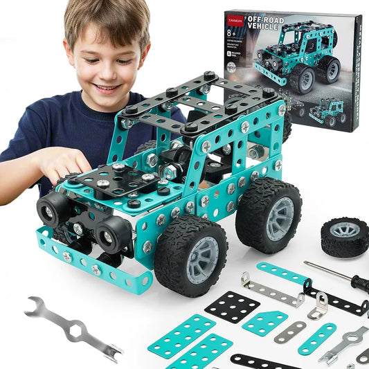 Metall Baukasten Auto - Technik Bauset für Kinder - Offroad Truck Modell zum Selberbauen