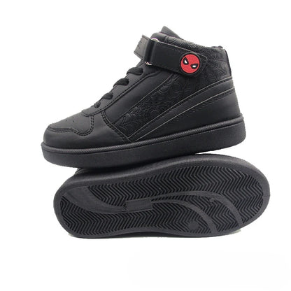 Kids'Casual Shoes Boys Cartoon PU Leather Spring Outdoor Flat Bottom Shoes For Anti-slip Soft Bottom Black Size 28-33