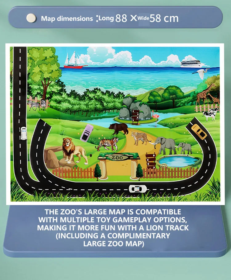 KBDFA Lion Theme Car Track für Kinder, Druckguss, Urlaubsgeschenke, Geburtstag, Hot Wheels, pädagogisches Rennspielzeug für Kinder, Rennwagen