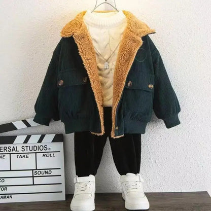 Jungen Cord-Jacke mit fleece - Warmer Wintermantel - 1-5 Jahre