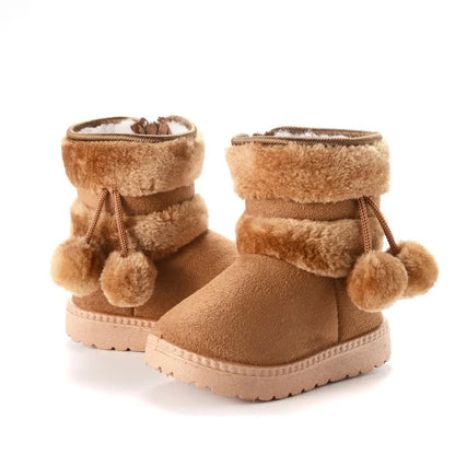 Mädchen Winter Schneestiefel mit Warmfutter & Bommel - 2-8 Jahre