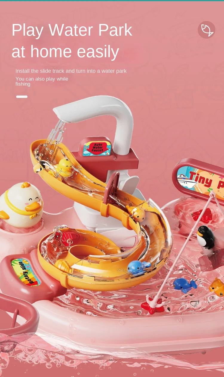 Kinder Puzzle Pretend Spielen Spielzeug Geschirr Becken Spielzeug Geschenk Küche Interaktives Spielzeug 2-in-1 Rutsche Angeln Montessori Spielzeug