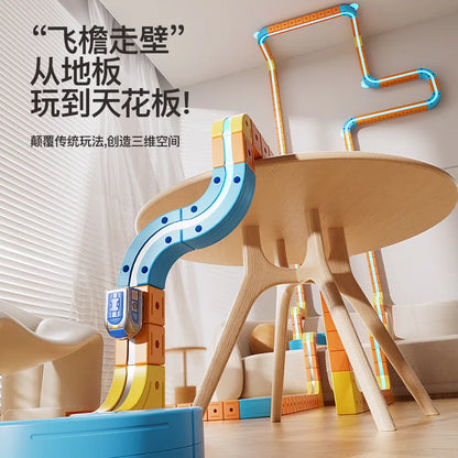 Heißer Verkauf Magnetische Auto Stem Racing Auto Railtrack Set Montessori Motorisierte Zug & Schwerkraft Labyrinth Spielzeug Pädagogisches Geschenk Für Kinder