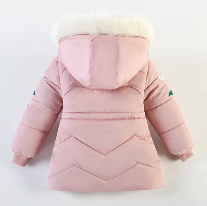 Winter Mädchen Jacke Futter Plus Samt Dicke Warm Halten Hülse Drucken Mit Kapuze Lange Stil Mäntel Für 4-6Y Kinder Baumwolle Schnee kleidung