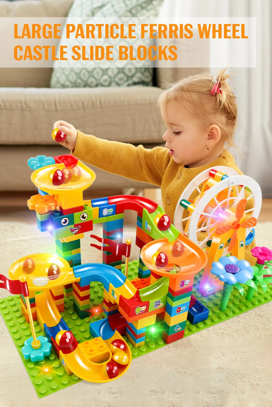 Marble Run - Kugelbahn Bau-Set für Kinder - mit LED & Riesenrad