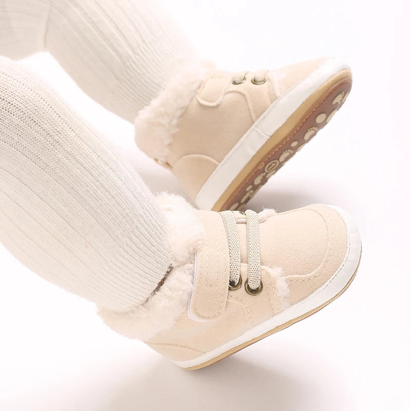 HAIZHIW Winter Baby Junge Mädchen High Tops Turnschuhe Gummi Anti-Rutsch-Sohle Fleece für Wärme Säugling Neugeborene Erste Gehen Krippe schuhe
