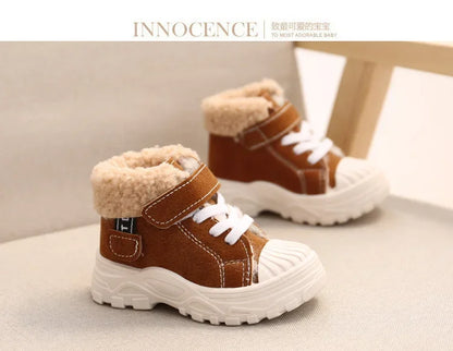 2021 kinder Warme Stiefel Winter Neue Jungen Plus Verdicken Samt Baumwolle Schuhe Mädchen Wasserdichte Kurze Stiefel Baby Baumwolle Stiefel