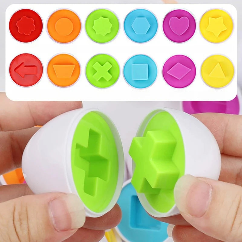Eierpuzzle - Montessori Lernspielzeug - Formen- & Farben-Eier Set - 12 Teile
