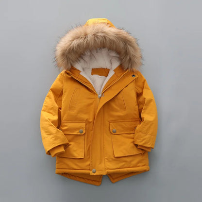 Kinder Winterjacke mit Kapuze & Fellkragen - Warm & Winddicht - 2-7 Jahre