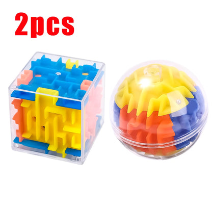 3D-Labyrinth Würfel & Kugel - Mini-Puzzle-Spiel für Kinder - Stressabbau & Lernspielzeug