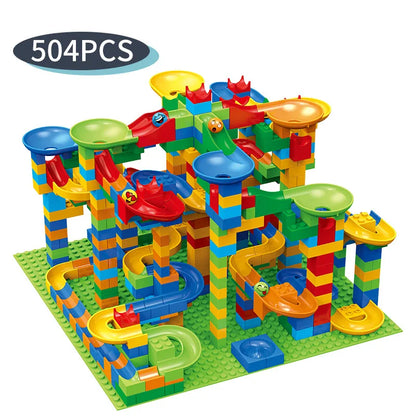 Marble Run - Kugelbahn Bausteine Set - 84 bis 504 Teile - Bunte Murmelbahn zum Bauen & Spielen