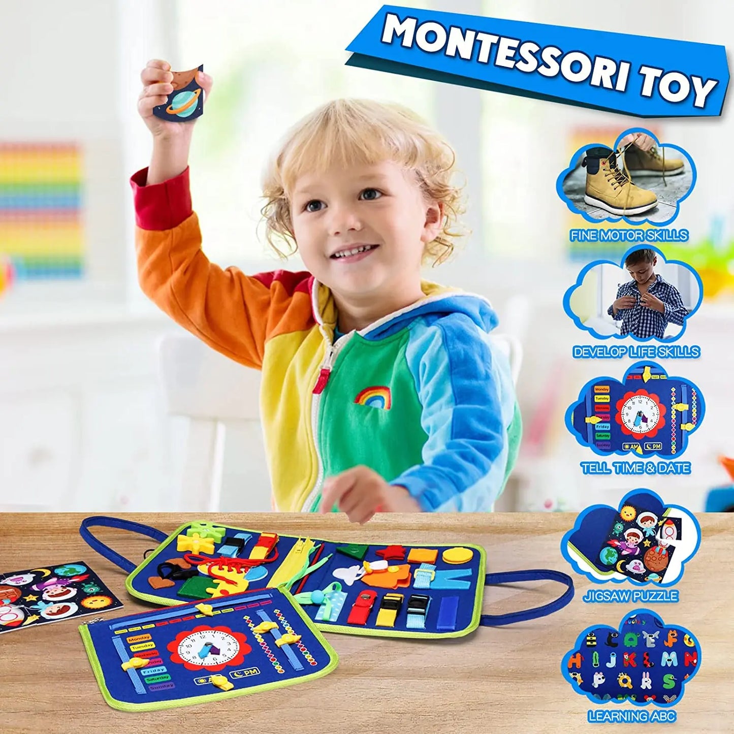 Montessori Busy Board - Motorik & Lernspielzeug für Kleinkinder