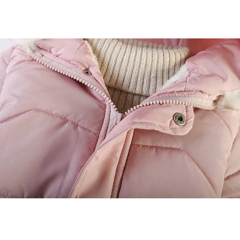 Winter Mädchen Jacke Futter Plus Samt Dicke Warm Halten Hülse Drucken Mit Kapuze Lange Stil Mäntel Für 4-6Y Kinder Baumwolle Schnee kleidung